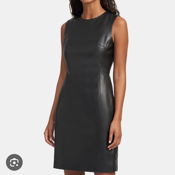 Theory Faux Leather Fitted Sheath Sleeveless Dress Size 2 - Picture 1 of 7